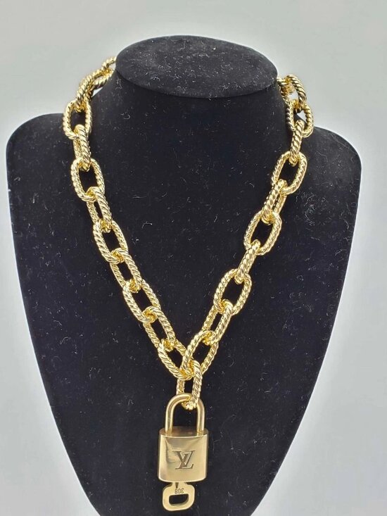 Louis Vuitton Jewelry - Gold-Plated Necklace with Authentic Louis Vuitton Padlock